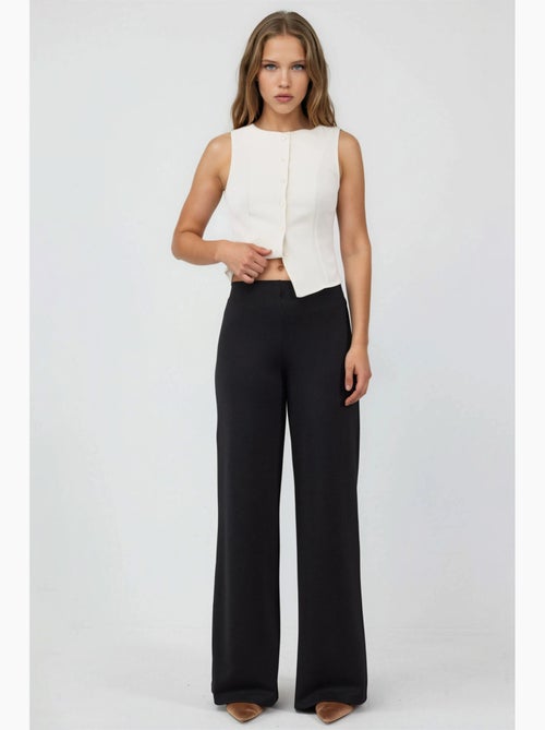 Broek met wijde pijpen en hoge taille busem - Kiabi