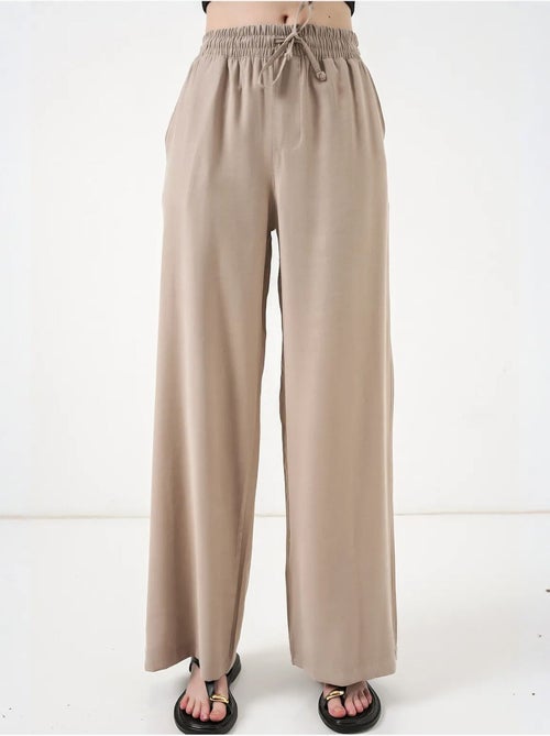 Broek met wijde pijpen, hoge taille en zak bdart - Kiabi
