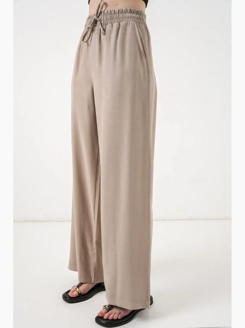 Broek met wijde pijpen, hoge taille en zak bdart - Kiabi