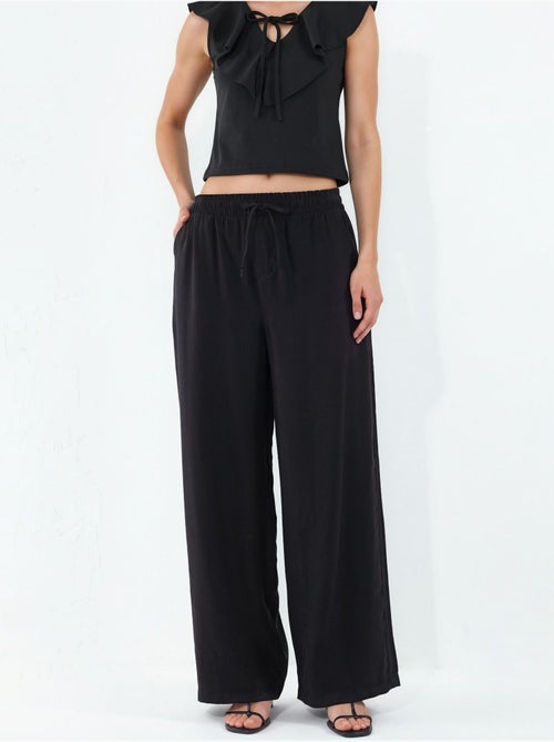 Broek met wijde pijpen, hoge taille en zak bdart - Kiabi