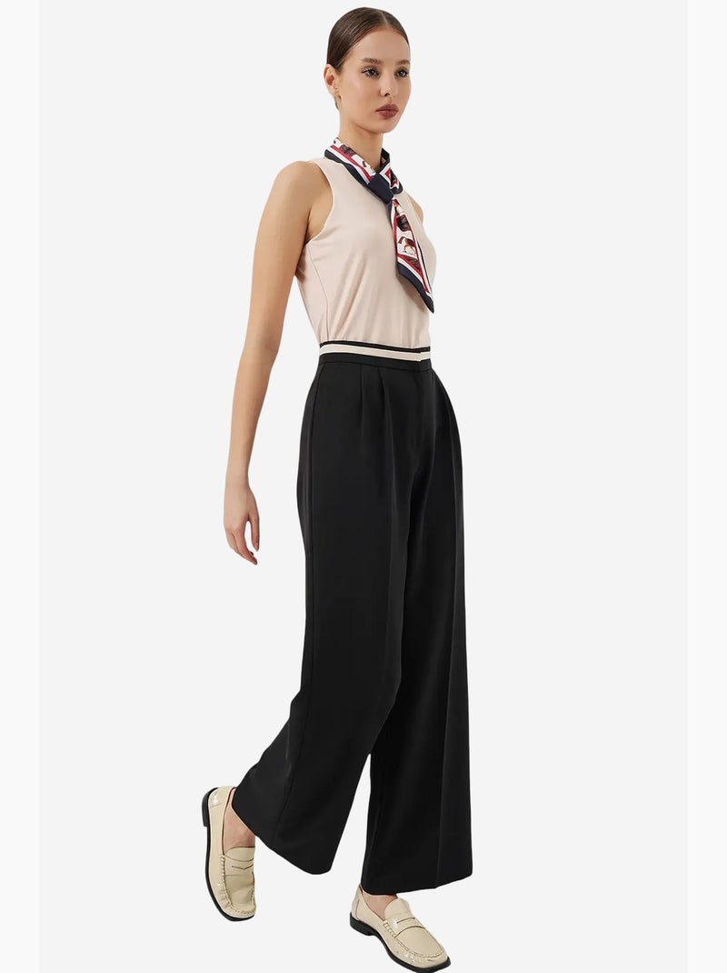 Broek met wijde pijpen, hoge taille en zakken bdart Zwart - Kiabi