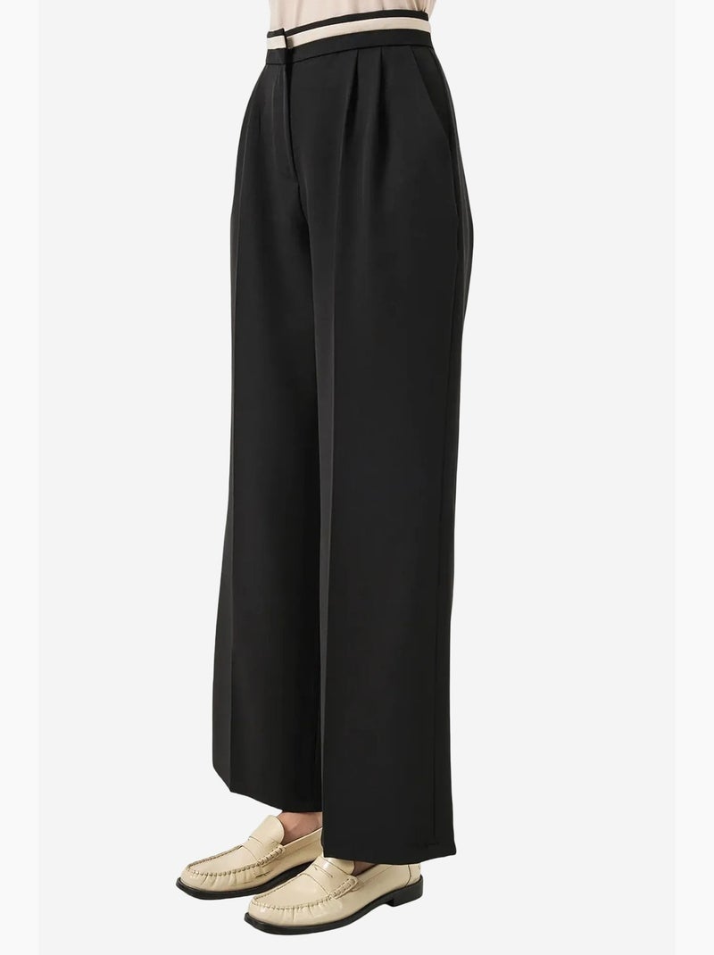Broek met wijde pijpen, hoge taille en zakken bdart Zwart - Kiabi