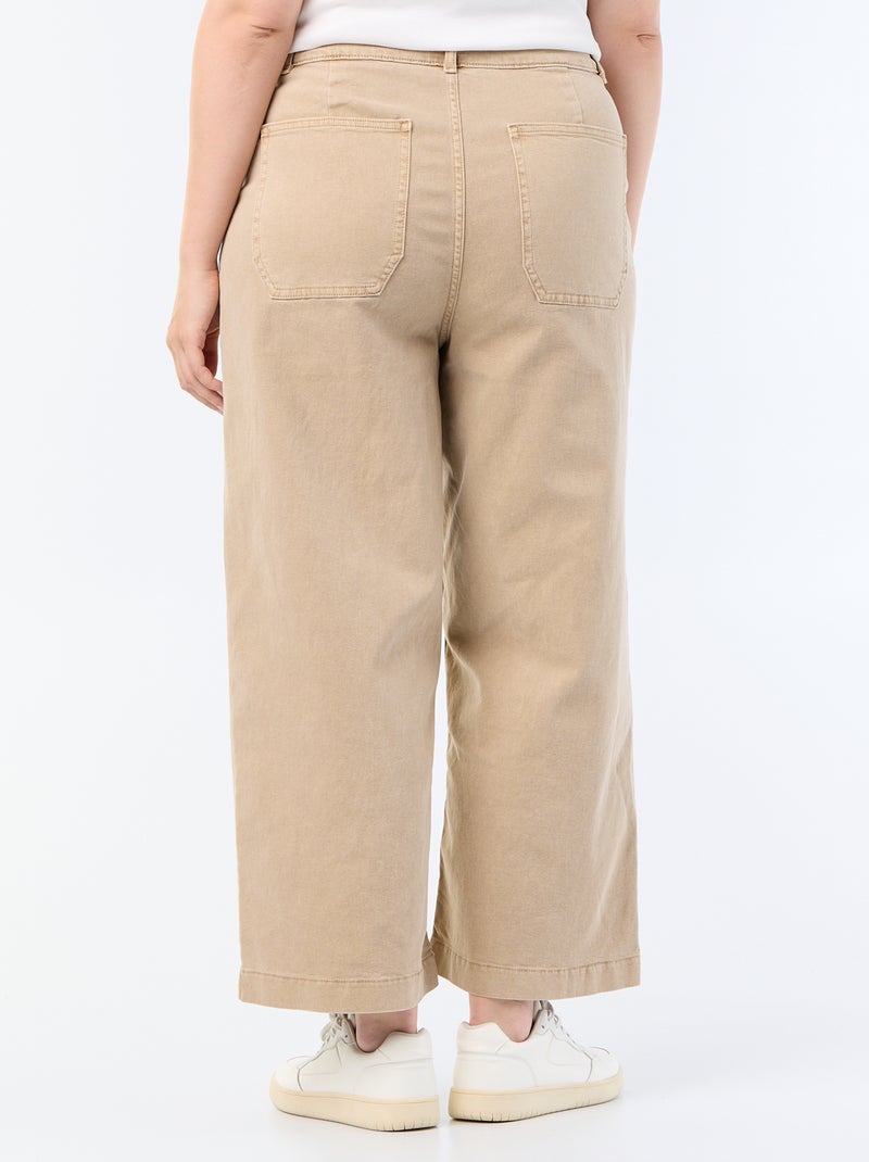 Broek met wijde pijpen / wide leg met standaard taille Biege - Kiabi