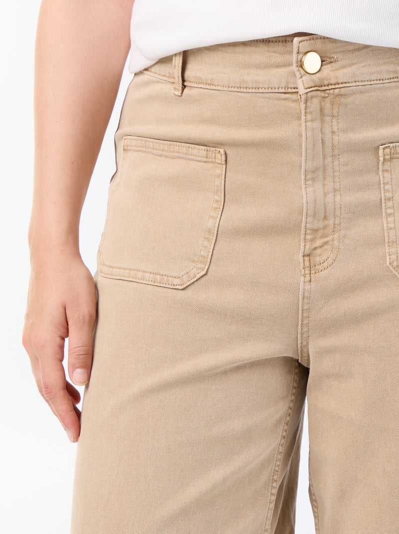 Broek met wijde pijpen / wide leg met standaard taille Biege - Kiabi