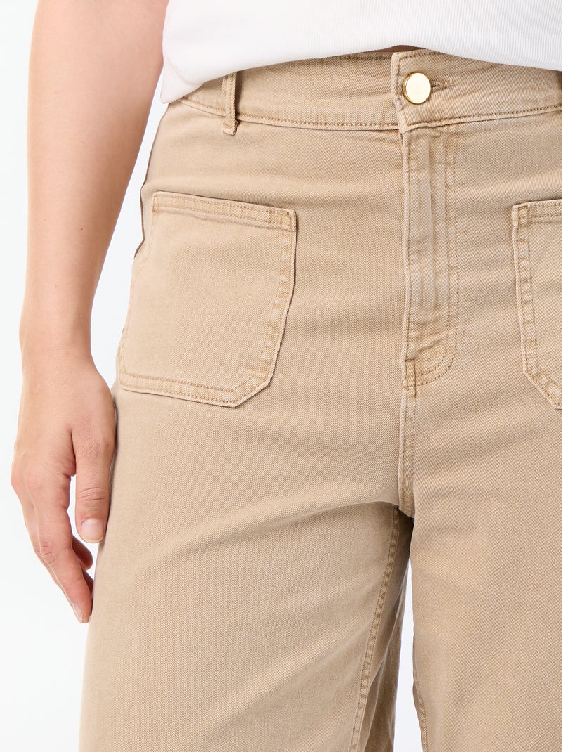 Broek met wijde pijpen / wide leg met standaard taille Biege - Kiabi