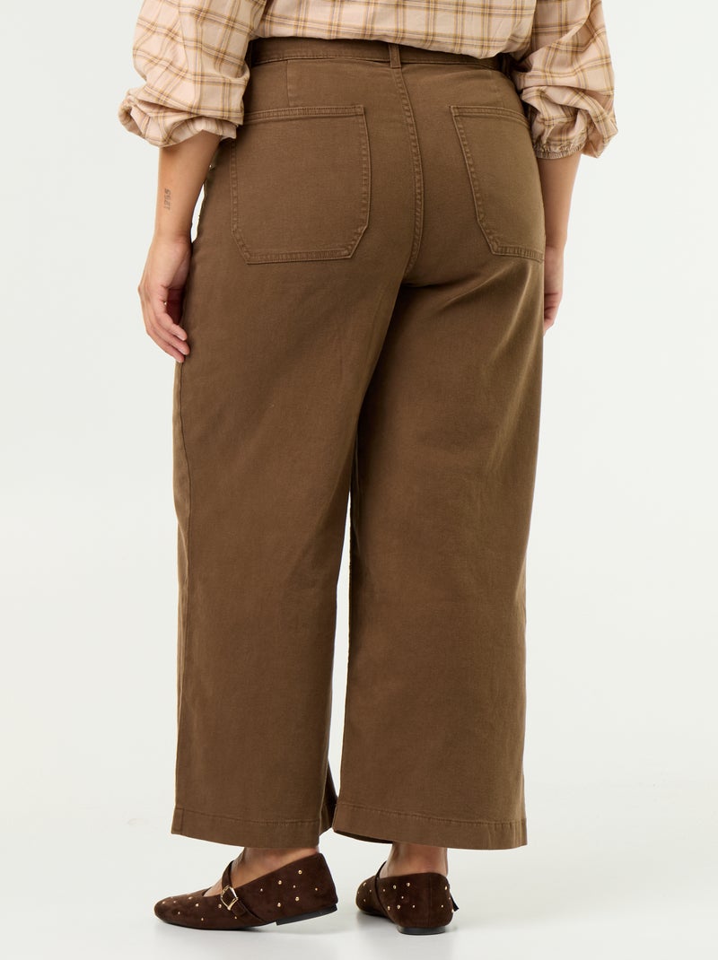 Broek met wijde pijpen / wide leg met standaard taille Bruin - Kiabi