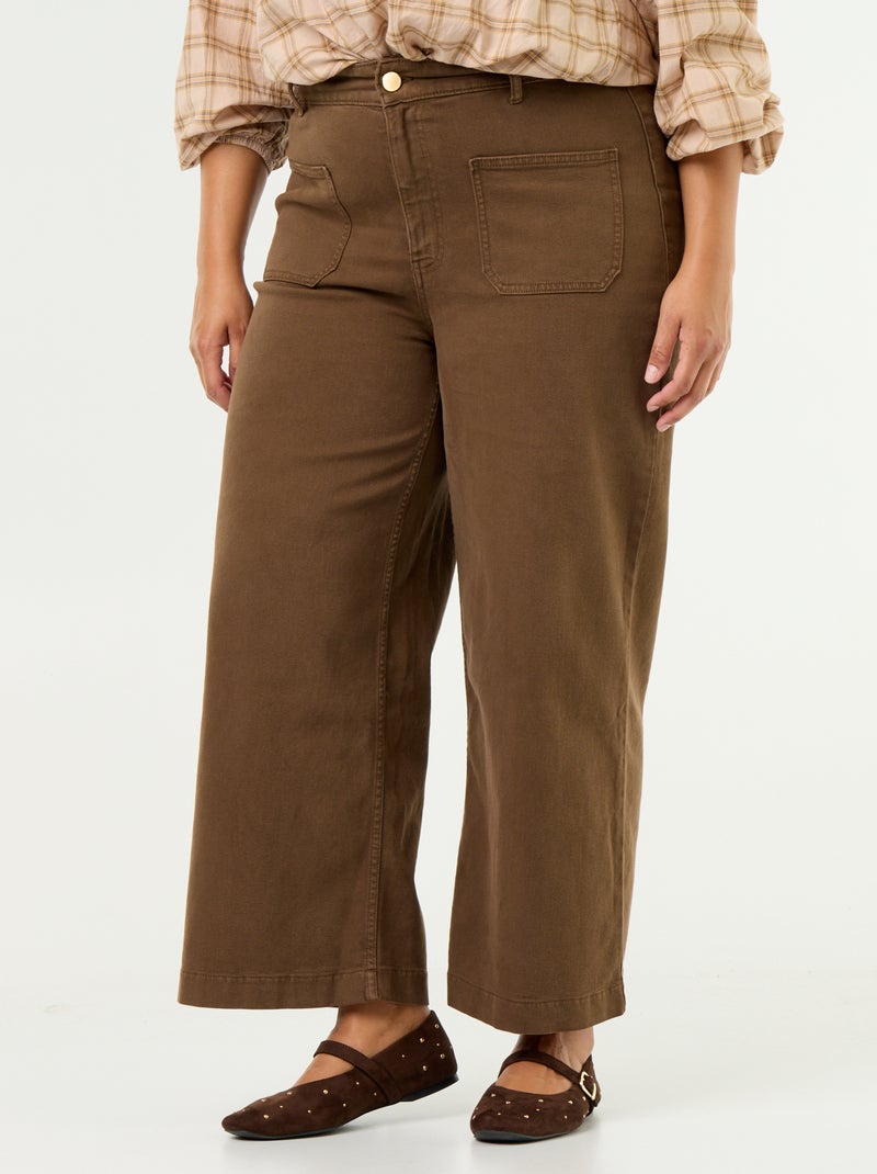 Broek met wijde pijpen / wide leg met standaard taille Bruin - Kiabi