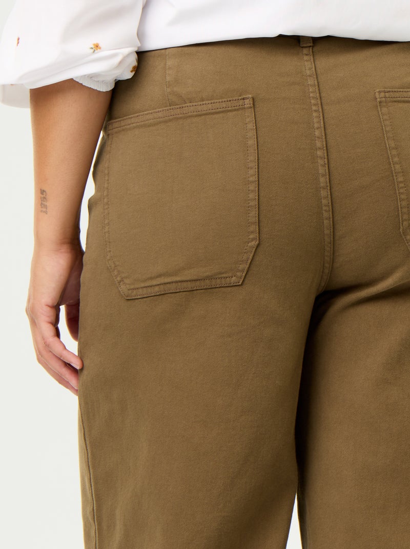 Broek met wijde pijpen / wide leg met standaard taille Kaki - Kiabi