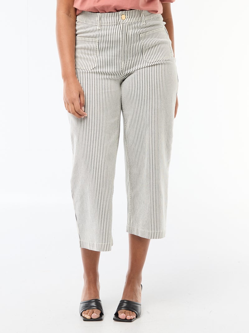 Broek met wijde pijpen / wide leg met standaard taille Wit - Kiabi