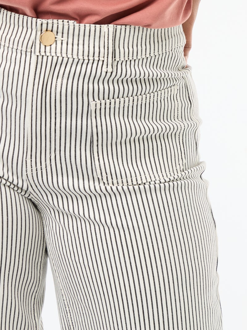 Broek met wijde pijpen / wide leg met standaard taille Wit - Kiabi