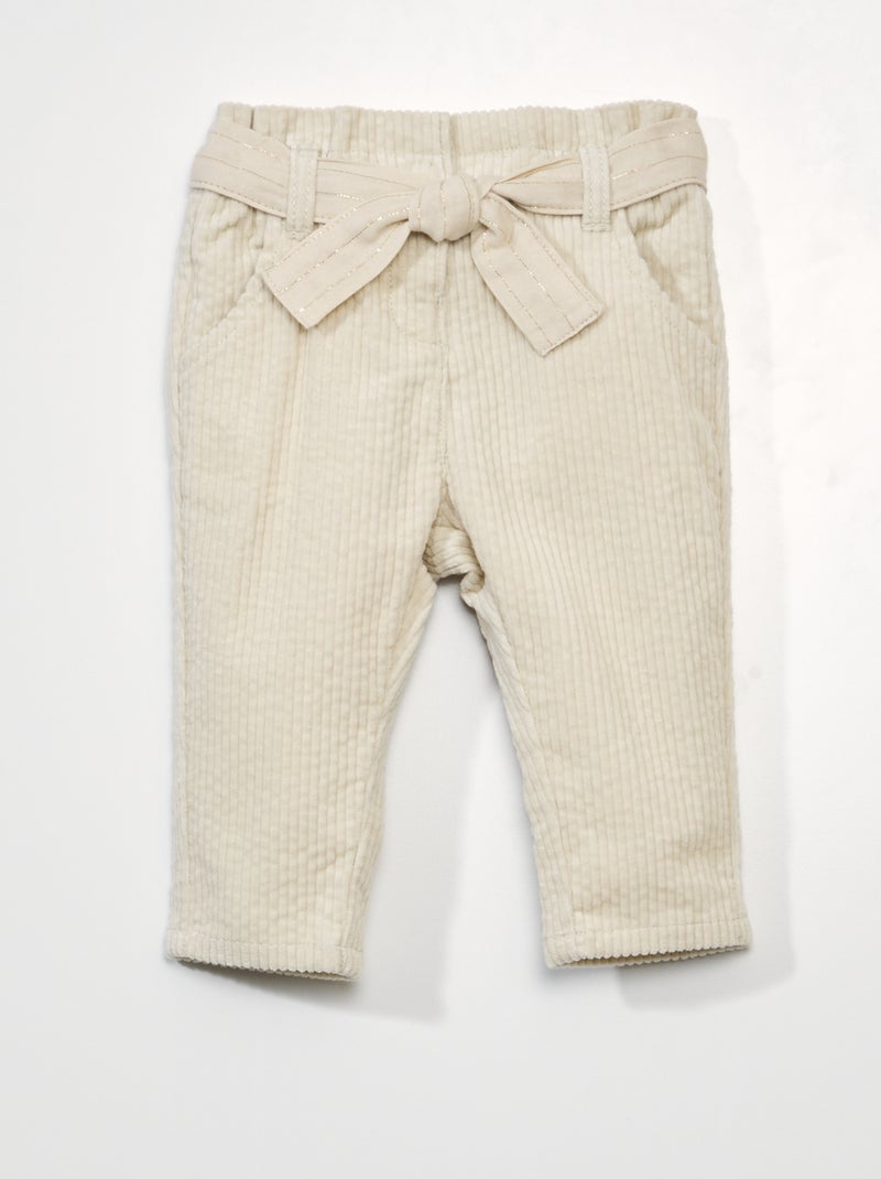 Broek van corduroy WIT - Kiabi