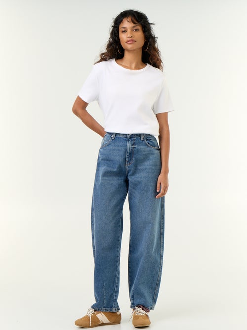 Broek van denim met wijde barrel fit - Kiabi