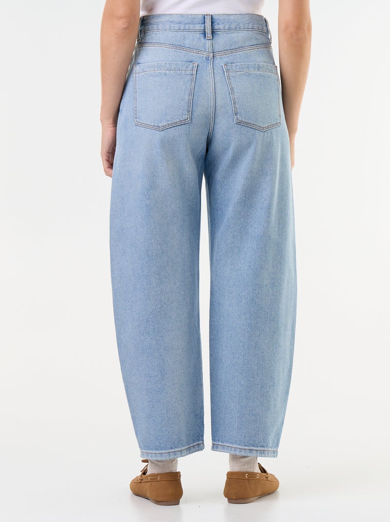 Broek van denim met wijde barrel fit Blauw - Kiabi