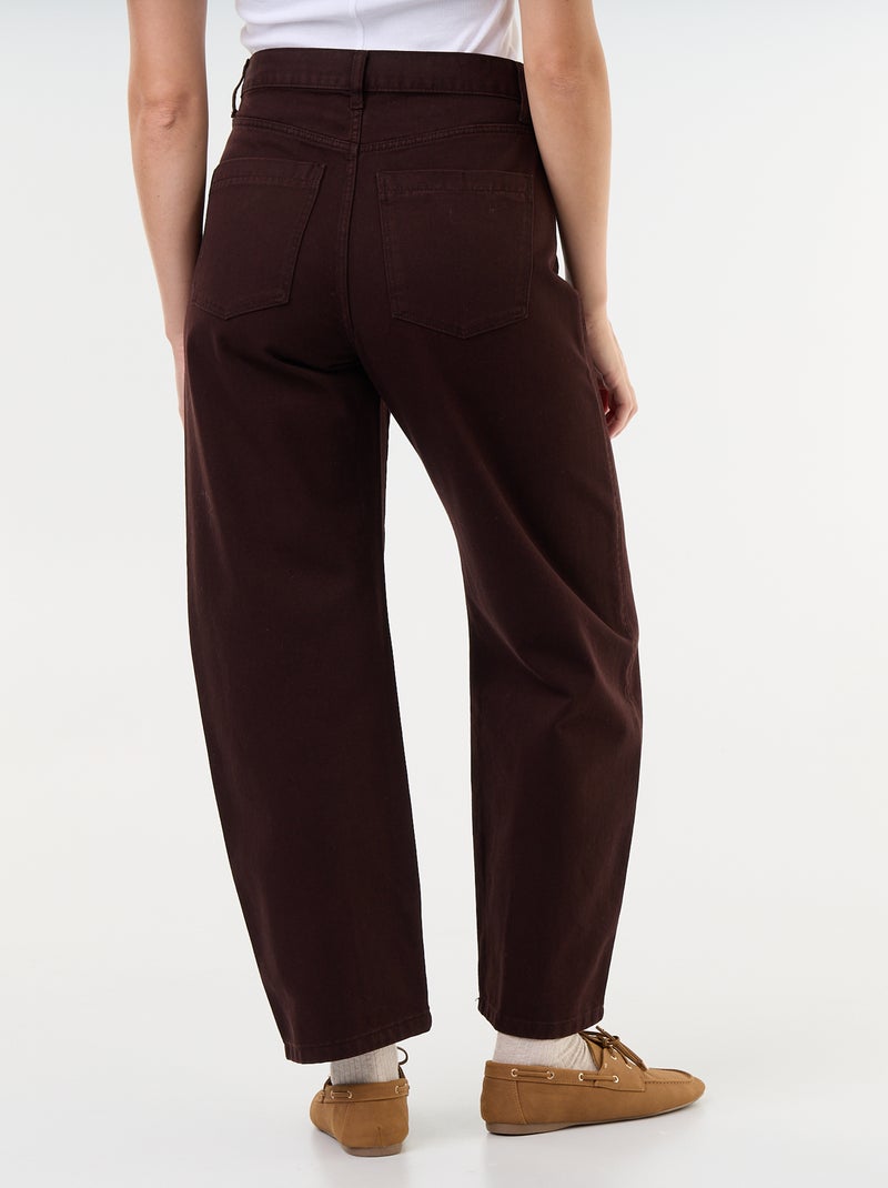 Broek van denim met wijde barrel fit Bruin - Kiabi