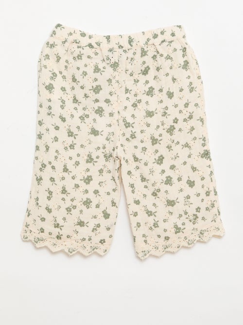 Broek van geborduurd katoengaas - Kiabi