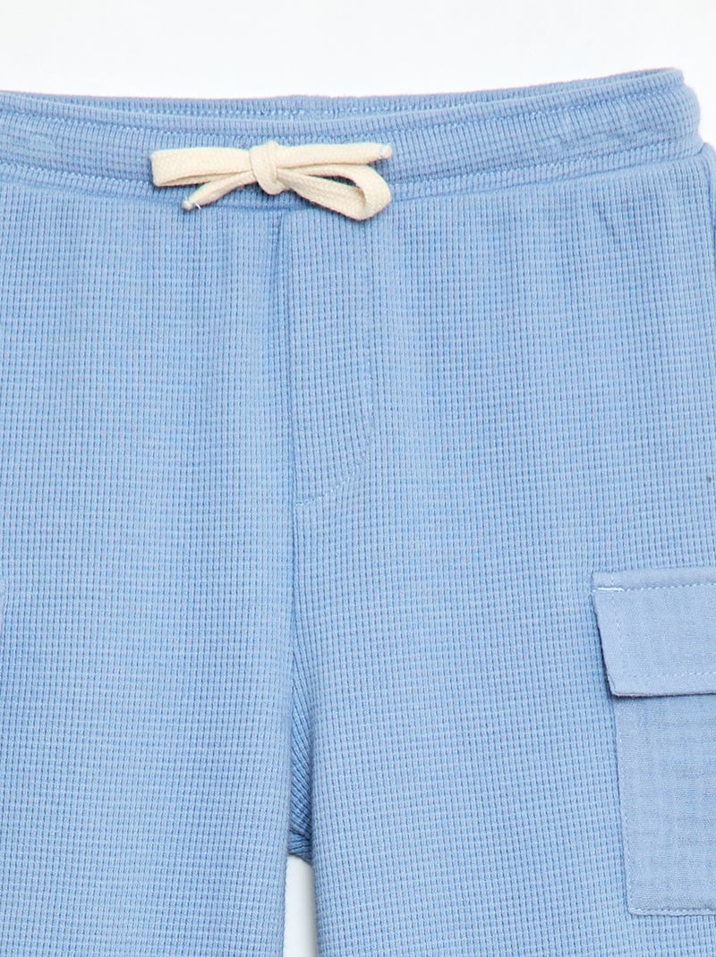 Broek van gewafelde tricot Blauw - Kiabi