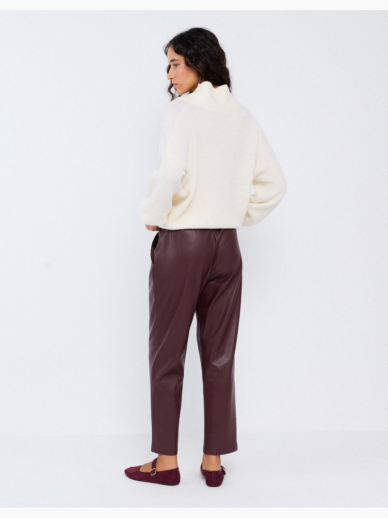 Broek van imitatieleer, mo fashion Bruin - Kiabi