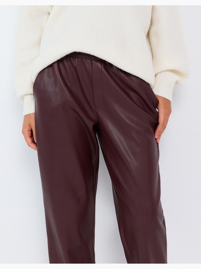 Broek van imitatieleer, mo fashion Bruin - Kiabi