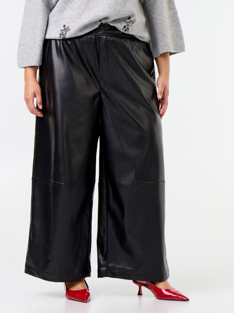 Broek van imitatieleer Zwart - Kiabi