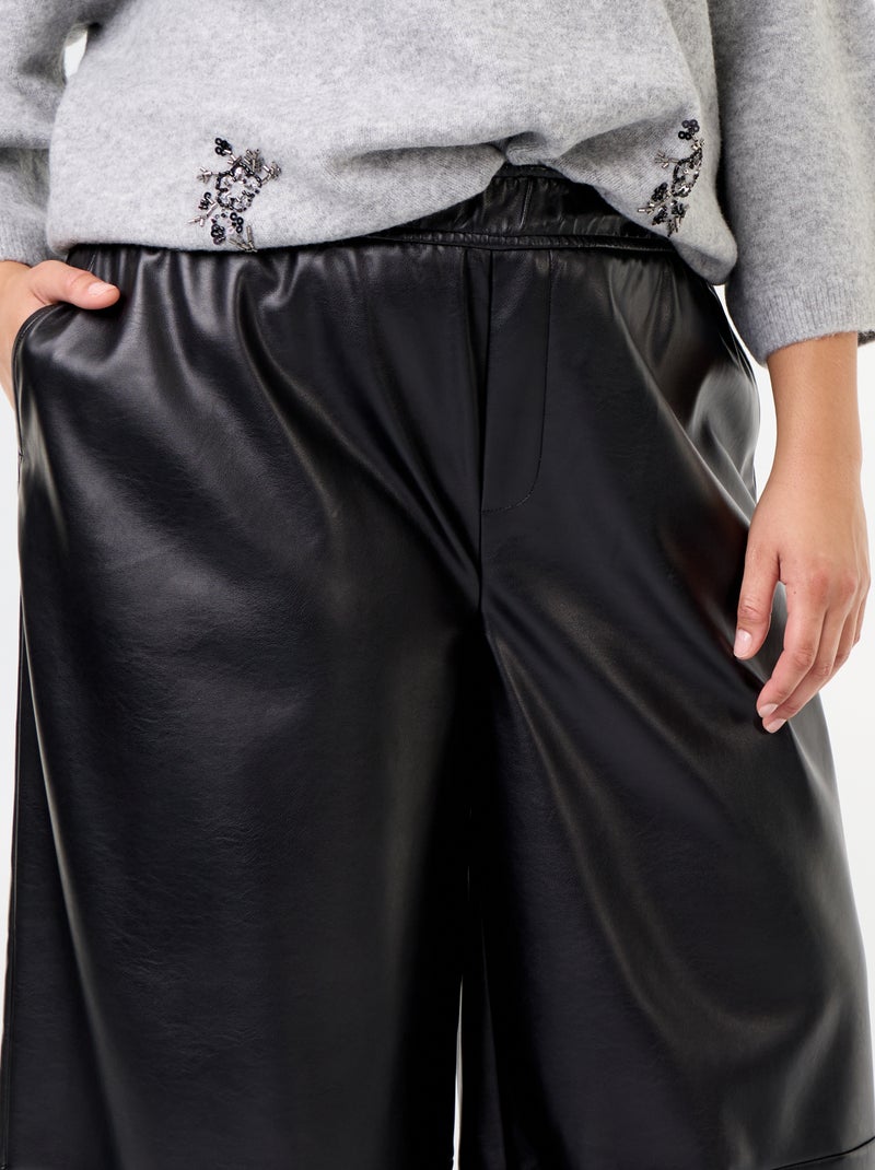 Broek van imitatieleer Zwart - Kiabi