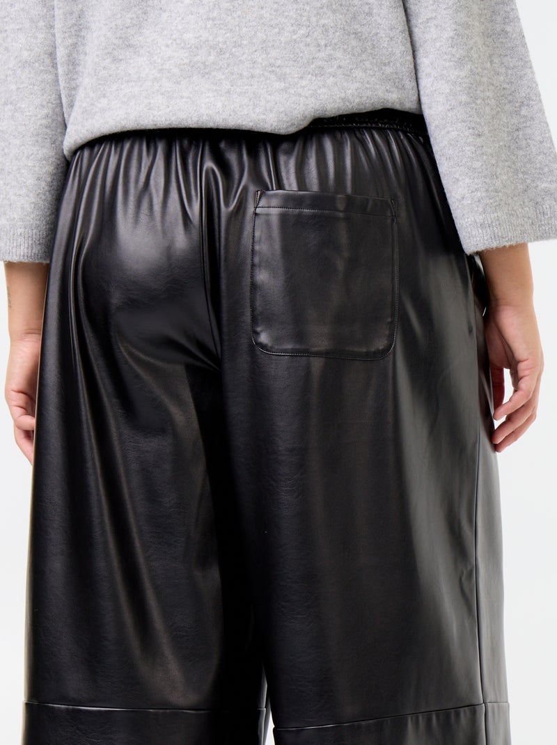 Broek van imitatieleer Zwart - Kiabi