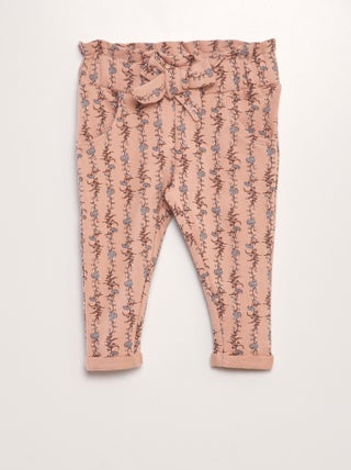 Broek van joggingstof met bloemenprint