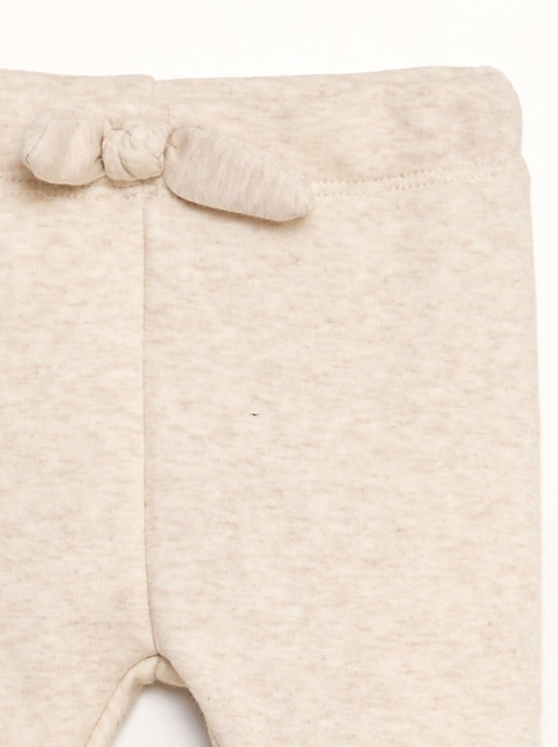 Broek van joggingstof met strik BIEGE - Kiabi