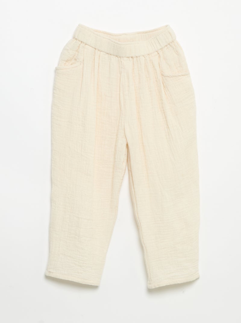 Broek van katoenen gaas Wit - Kiabi