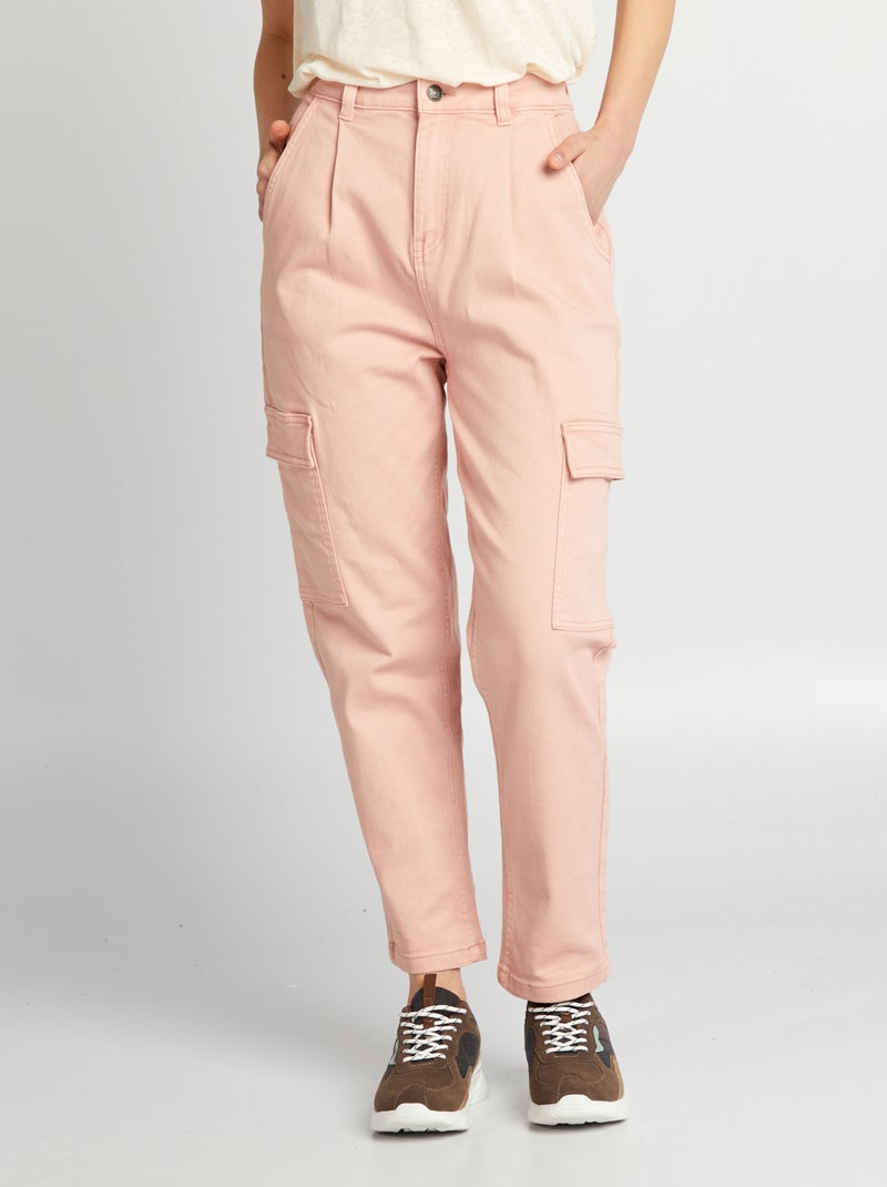 Broek van keperstof met klepzakken - L27 ROSE - Kiabi