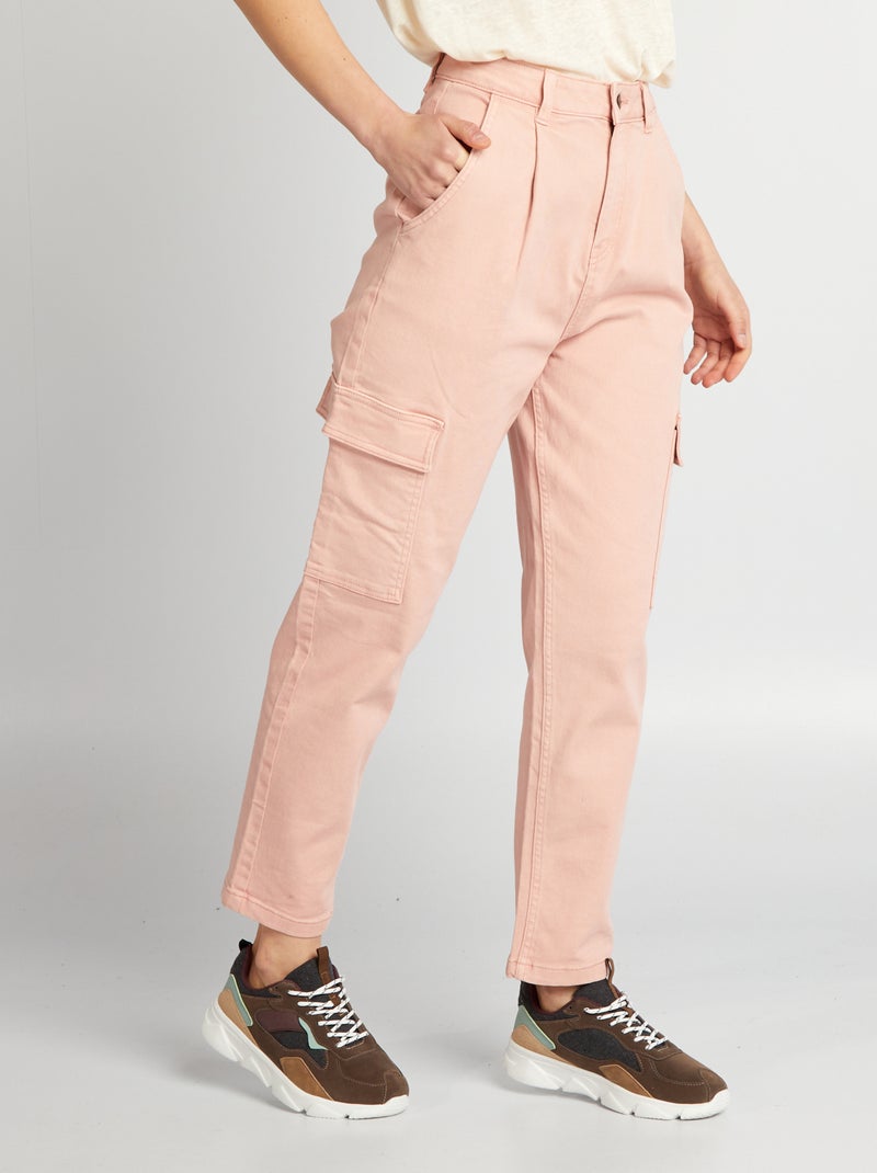 Broek van keperstof met klepzakken - L27 ROSE - Kiabi
