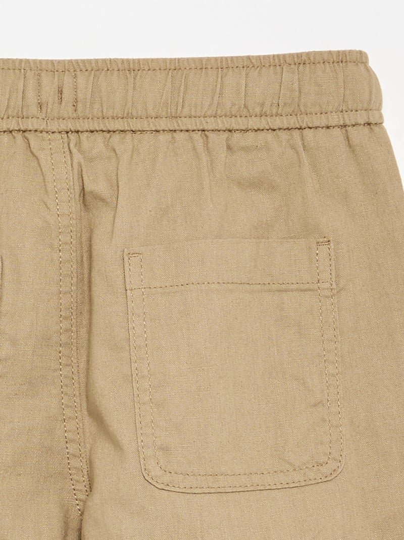 Broek van linnen en katoen Biege - Kiabi