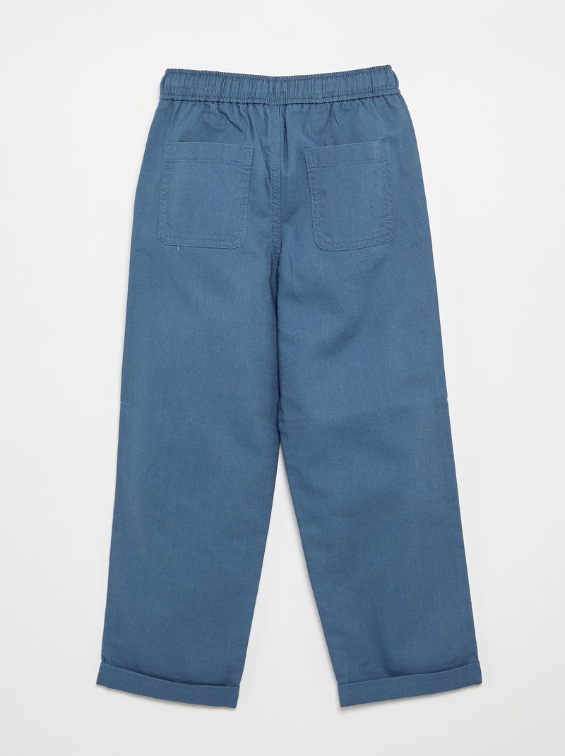 Broek van linnen en katoen Blauw - Kiabi
