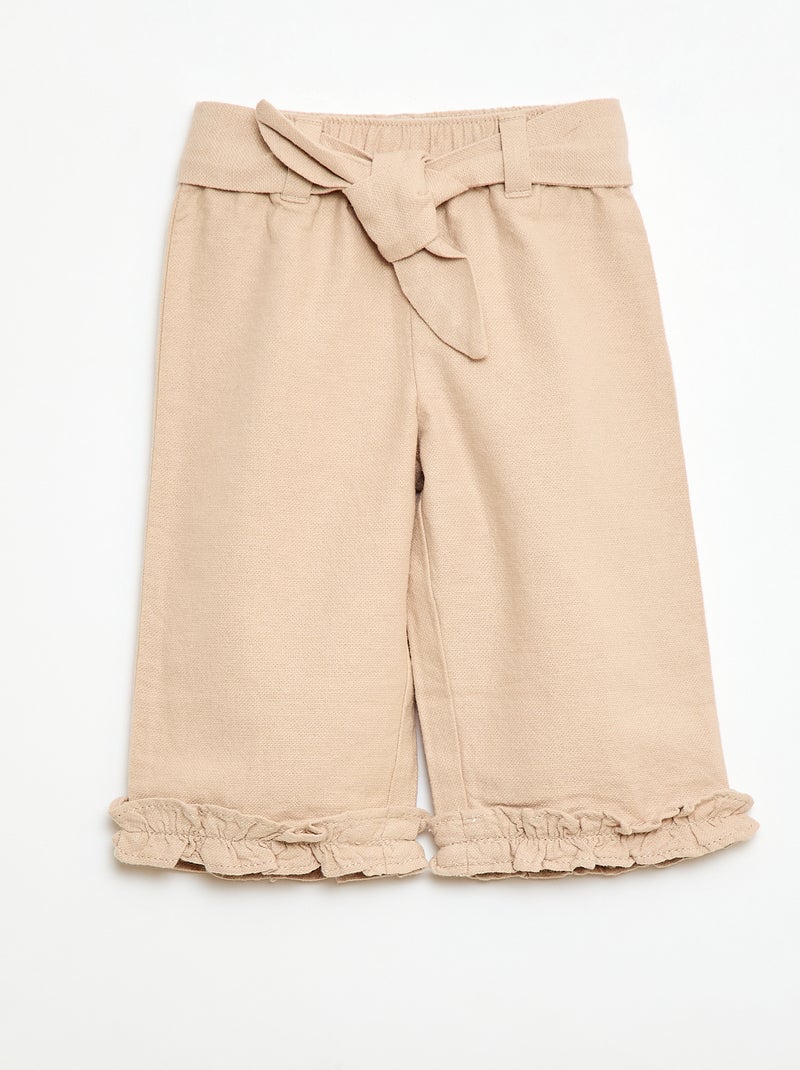 Broek van linnenmix Biege - Kiabi
