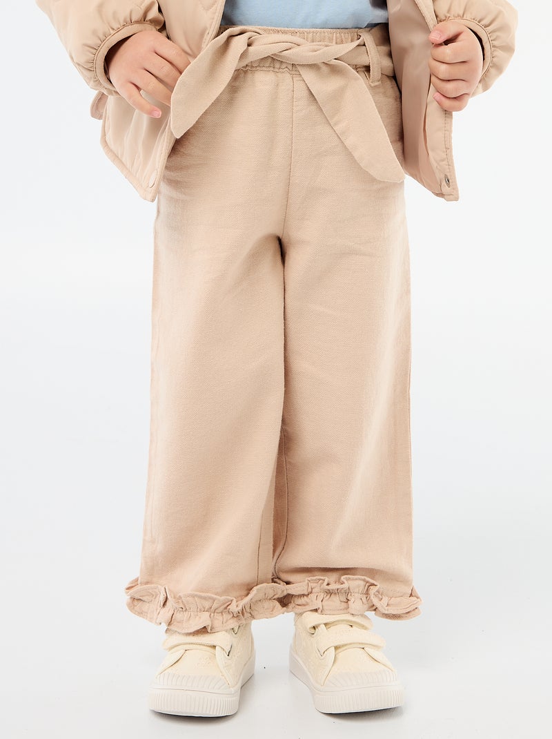Broek van linnenmix Biege - Kiabi