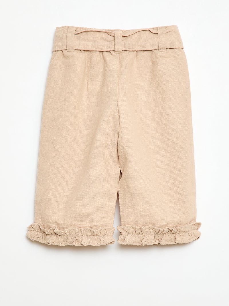 Broek van linnenmix Biege - Kiabi