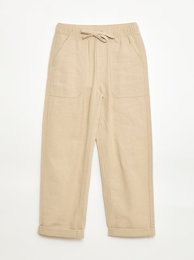 Broek van linnenmix Biege - Kiabi