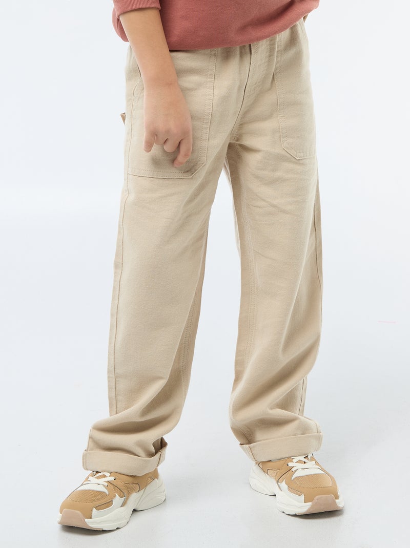 Broek van linnenmix Biege - Kiabi