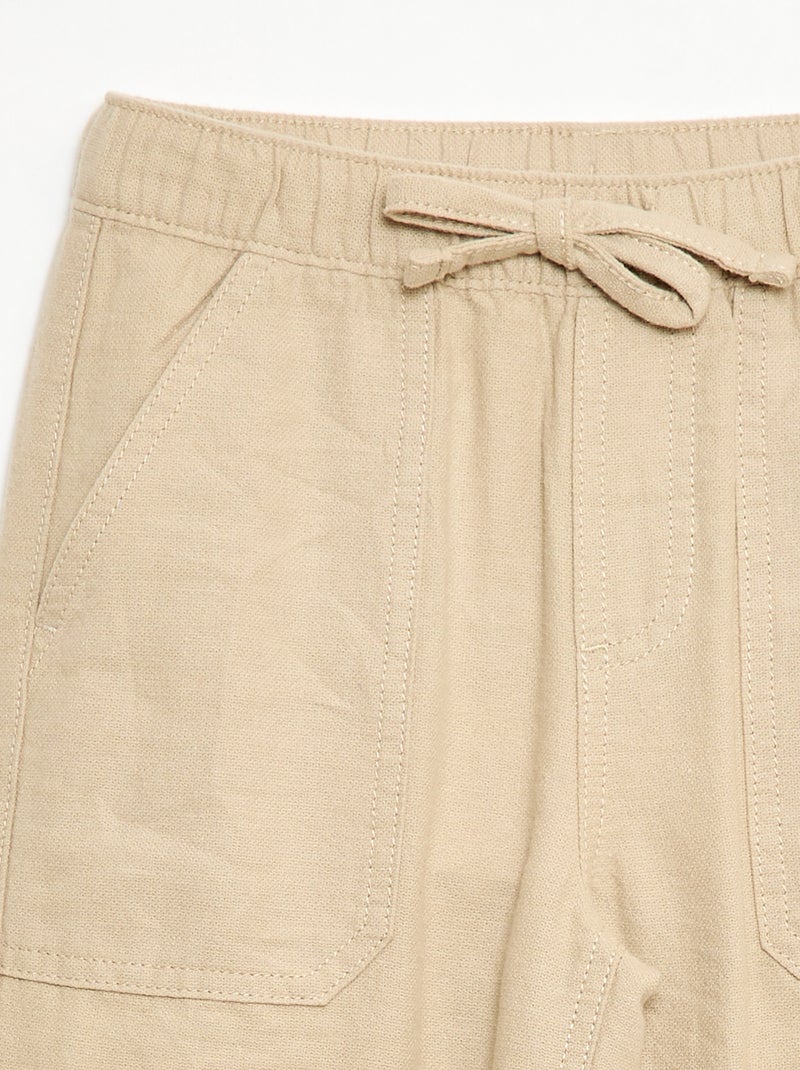 Broek van linnenmix Biege - Kiabi