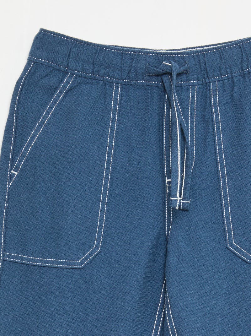 Broek van linnenmix Blauw - Kiabi