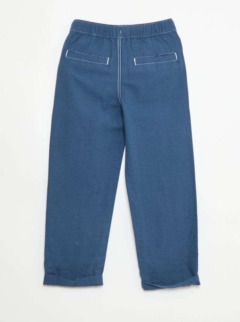 Broek van linnenmix Blauw - Kiabi