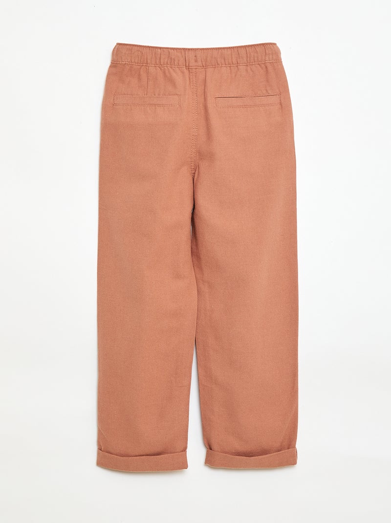 Broek van linnenmix Bruin - Kiabi