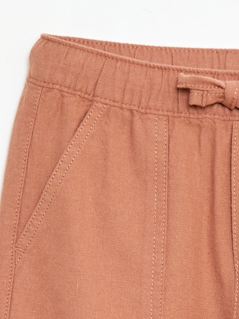 Broek van linnenmix Bruin - Kiabi