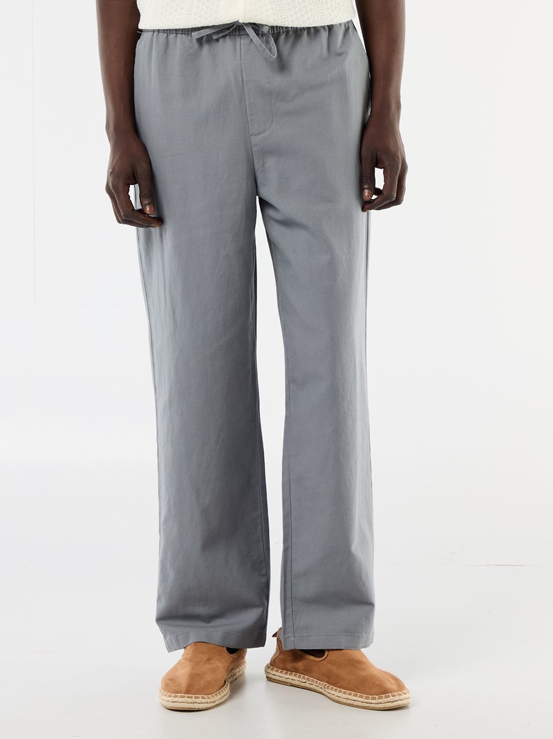 Broek van linnenmix Grijs - Kiabi