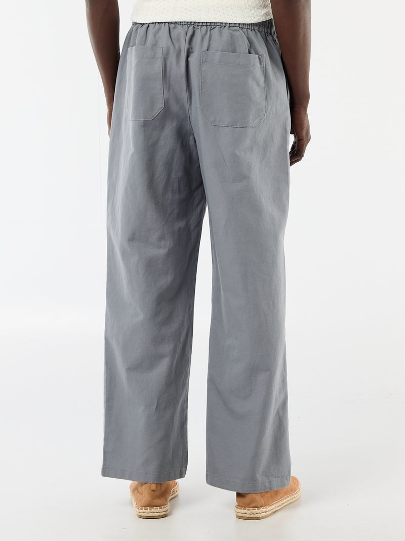 Broek van linnenmix Grijs - Kiabi