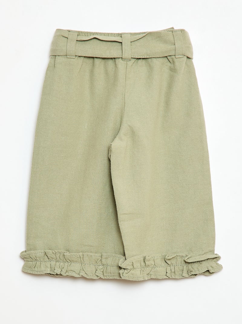 Broek van linnenmix Groen - Kiabi