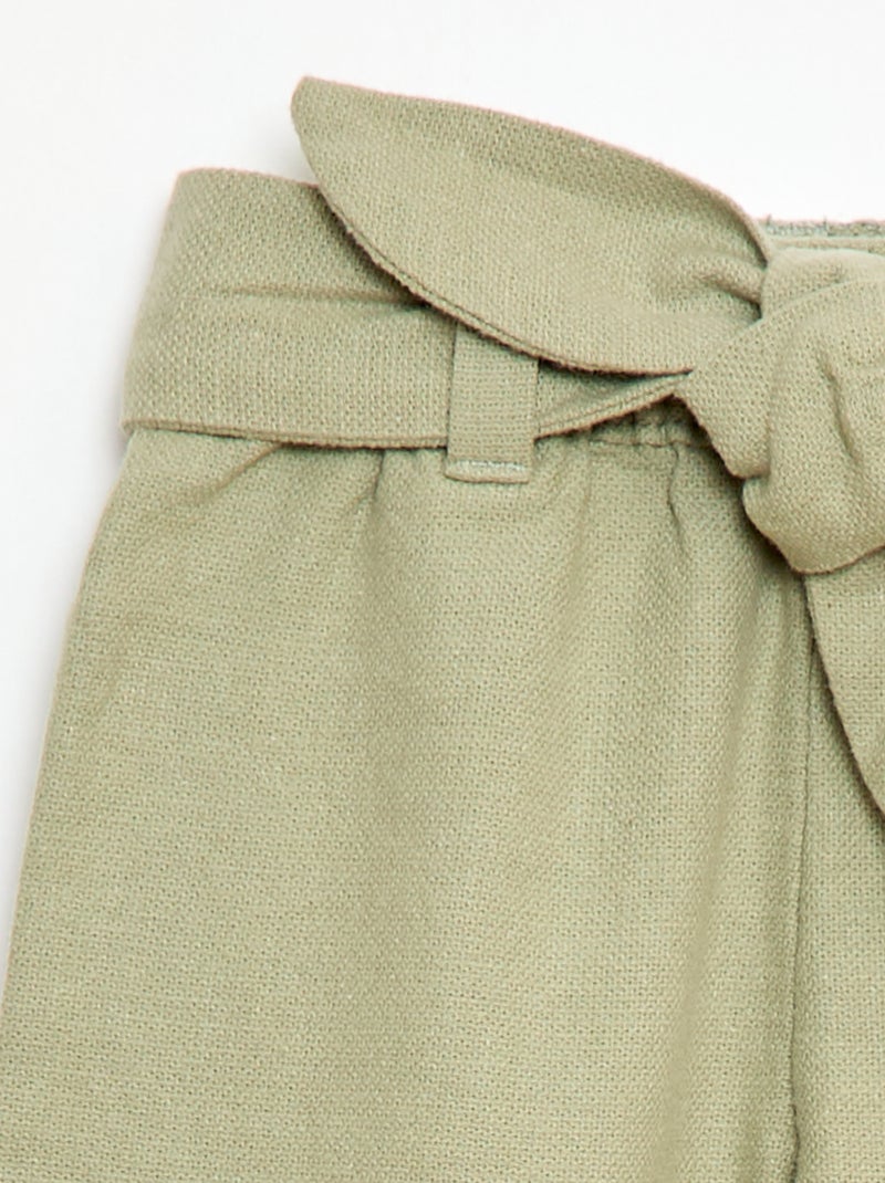 Broek van linnenmix Groen - Kiabi
