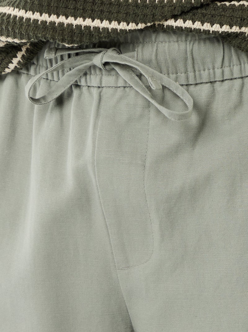 Broek van linnenmix Groen - Kiabi