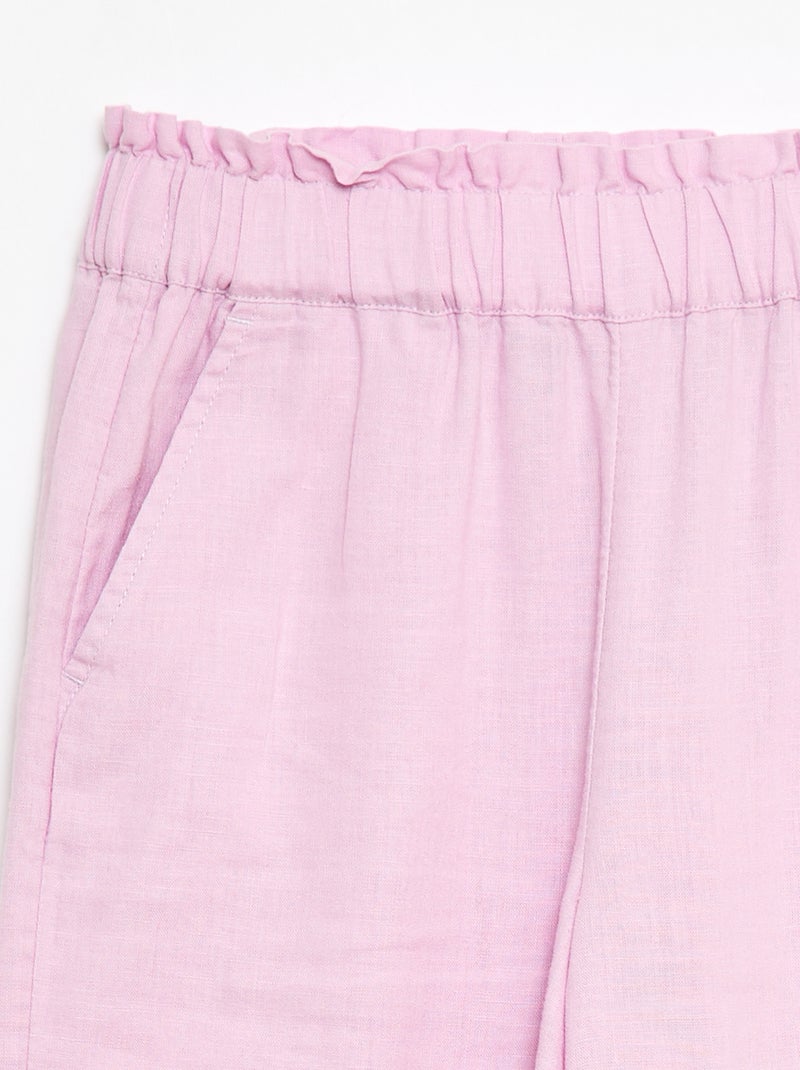 Broek van linnenmix Paars - Kiabi