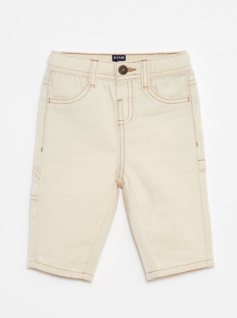 Broek van linnenmix Wit - Kiabi