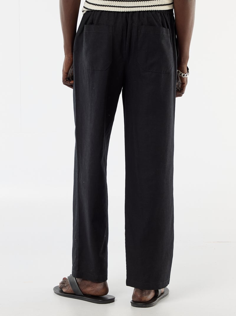 Broek van linnenmix Zwart - Kiabi